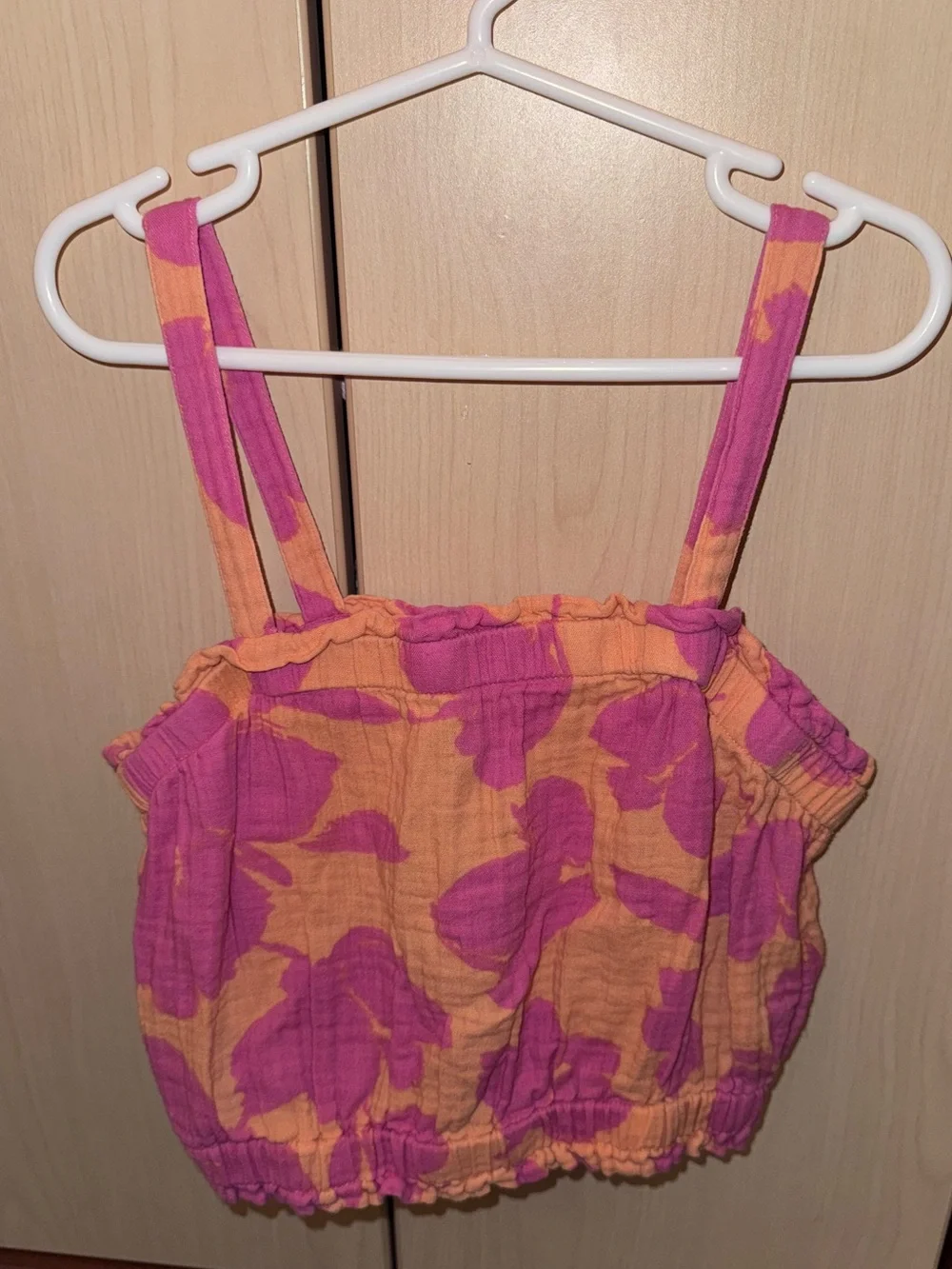GAP Girls Floral 2 Piece Crop Top Shorts Set Pink Orange Size 8